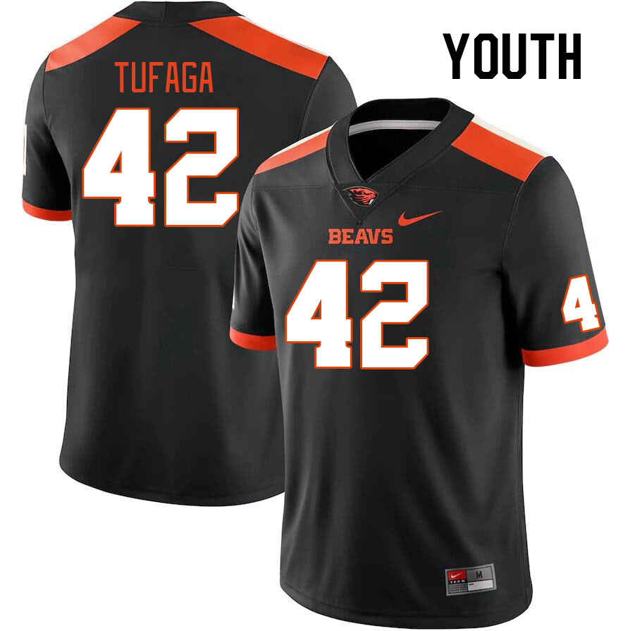 Youth #42 Mason Tufaga Oregon State Beavers College Football Jerseys Stitched Sale-Black - Click Image to Close